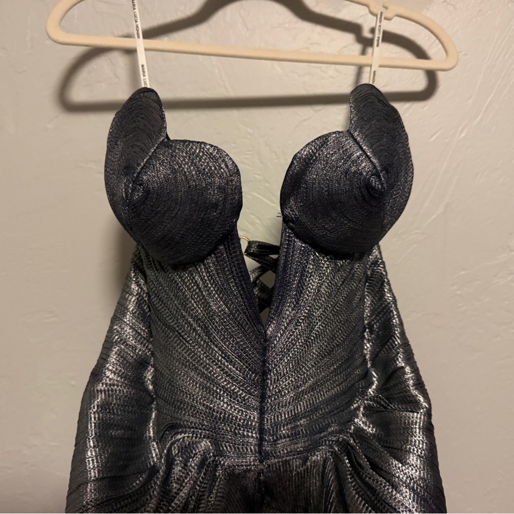 Maria Lucia Hohan x REVOLVE Reina Maxi Dress in Nightfall Silver Strapless Gown - Picture 8 of 16